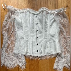 White Corset with Lace Sleeves